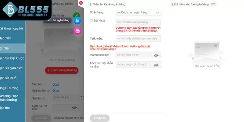 Rút Tiền BL555 - Hướng Dẫn Chi Tiết Từ Chuyên Gia Cá Cược 3 Thêm thông tin tài khoản ngân hàng rút tiền BL555